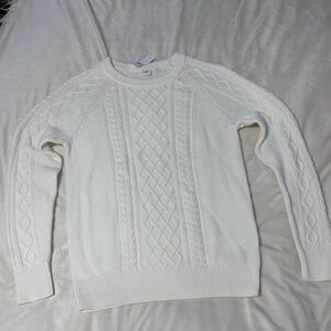 GAP OC CABLE CREW neck sweater SNOWFLAKE MILK white NEW 100%cotton size Medium